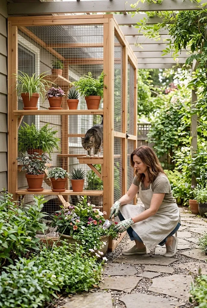 Add a Catio With a Green Garden Feel