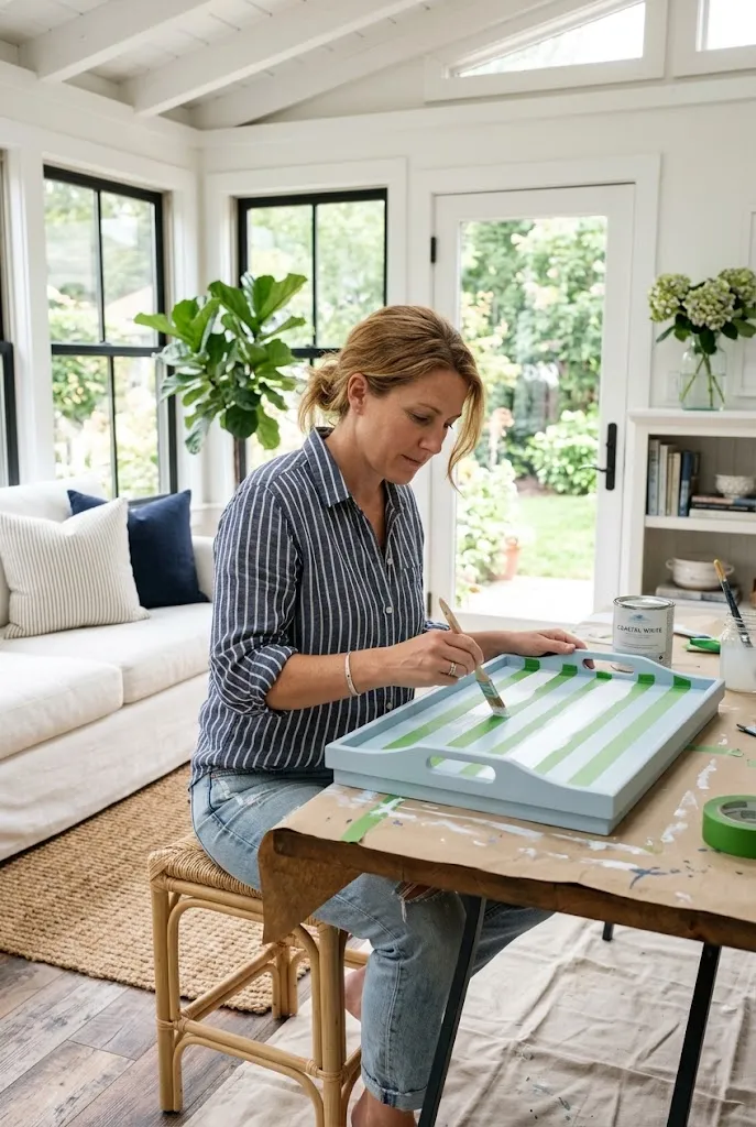 Create a Coastal-Inspired Blue and White Tray