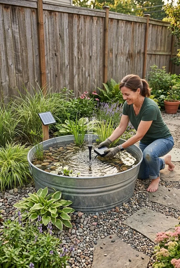 Make a Rustic Fountain From an Old Metal Tub