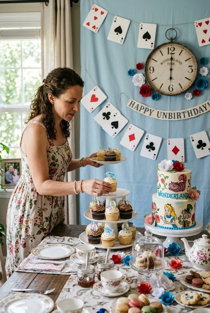 Style the Dessert Table With a Wonderland Backdrop