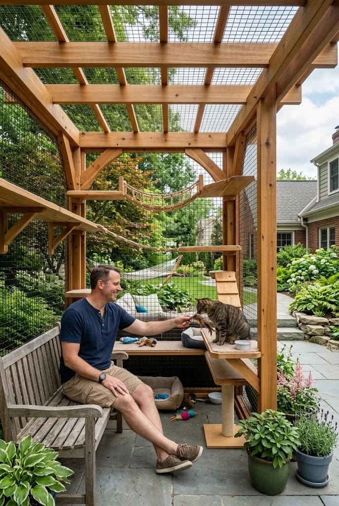 Build a Catio Around a Pergola