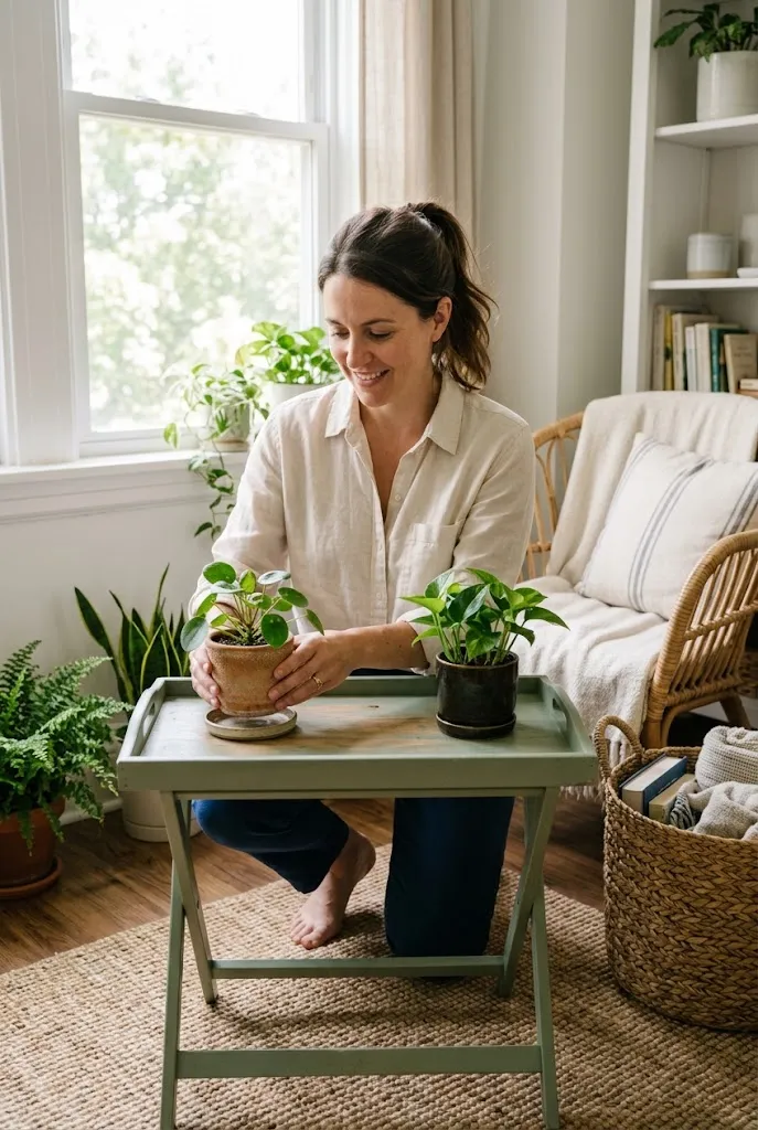Turn the Tray Into a Small Indoor Plant Stand