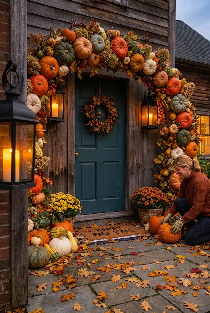 Pumpkin Arch With Lanterns