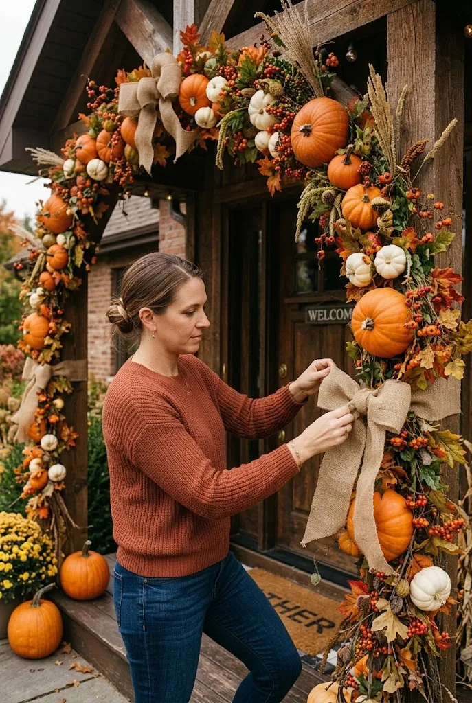 Pumpkin Arch With Rustic Burlap
