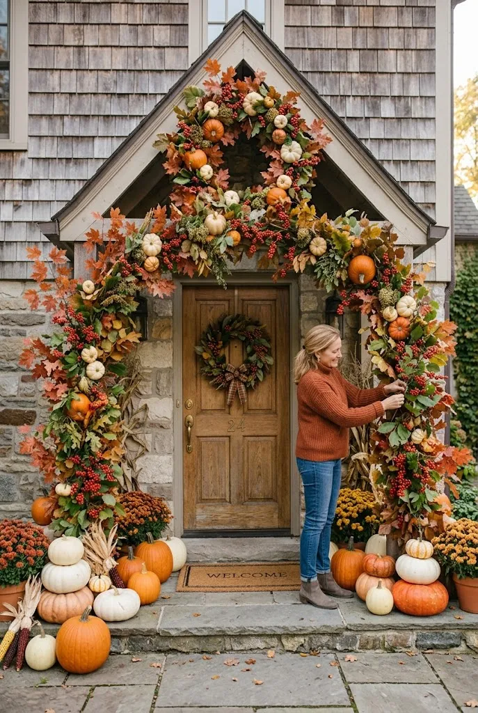 Pumpkin Arch With Berry Branches