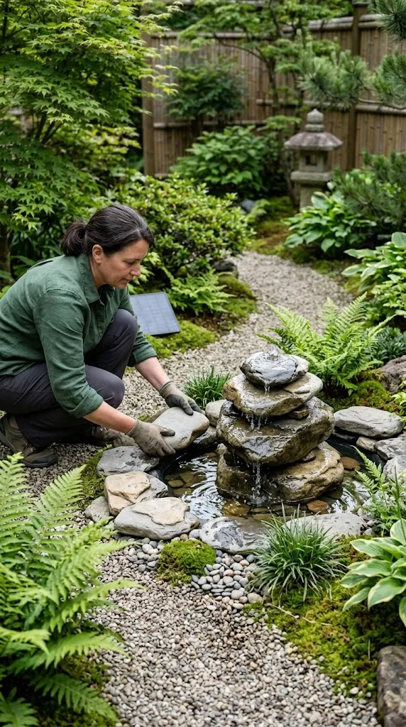Design a Solar Fountain With Stacked Natural Stones