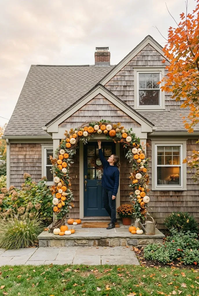 Mini Pumpkin Arch for a Small Porch