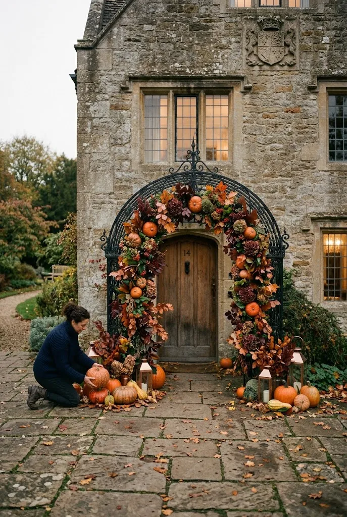 Elegant Black and Orange Pumpkin Arch