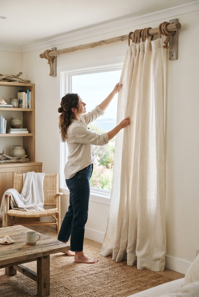 6. Rope-Hung Curtain Rod