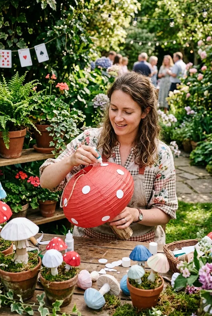 Turn Paper Lanterns Into Wonderland Mushrooms
