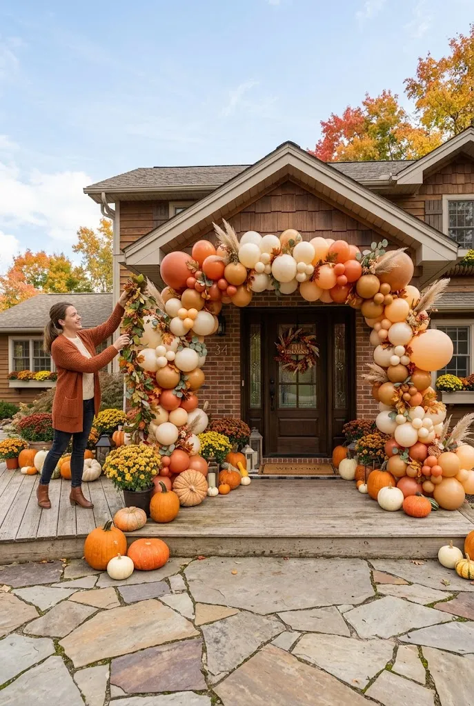 DIY Balloon and Pumpkin Fall Arch Pumpkin Archway DIY Ideas